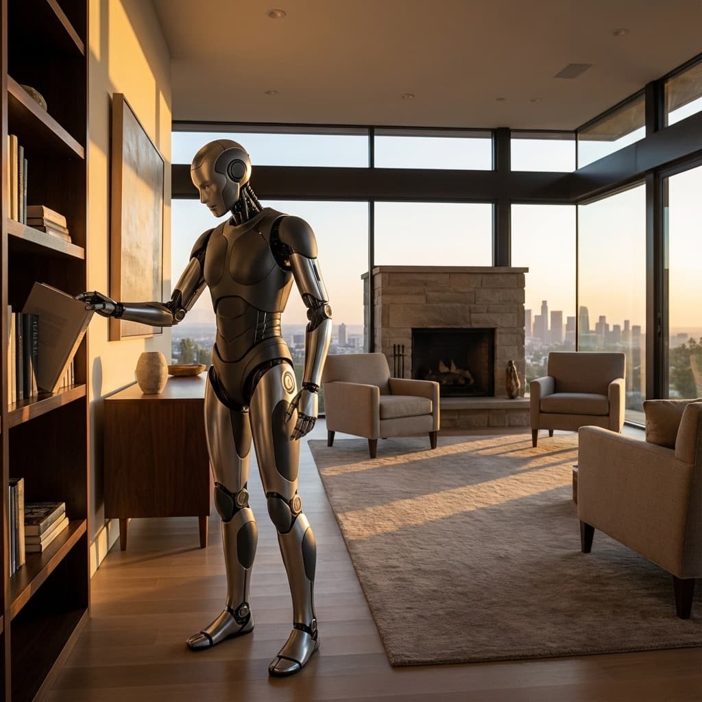 Robot som organiserar hyllor och städar bort röran